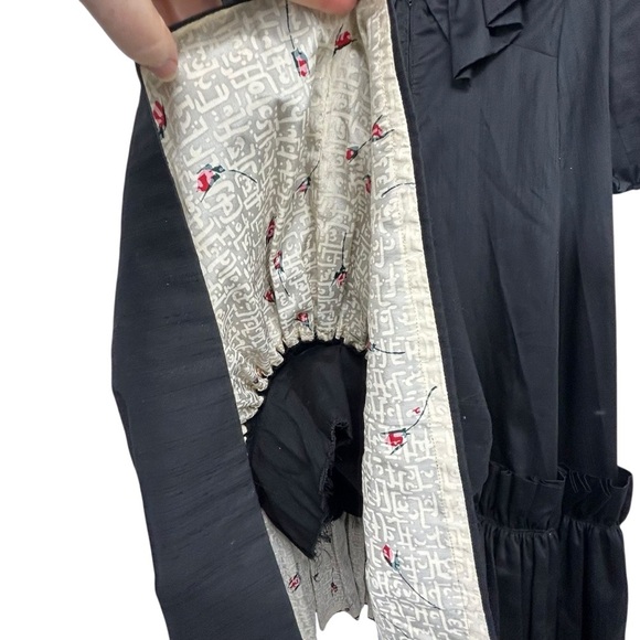 1950s Vintage Black Ruffle Midi Dress Handmade by Saks Fifth Avenue Seamstress - Picture 5 of 10